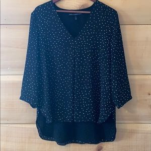 White House Black Market Black Polka Dot Blouse